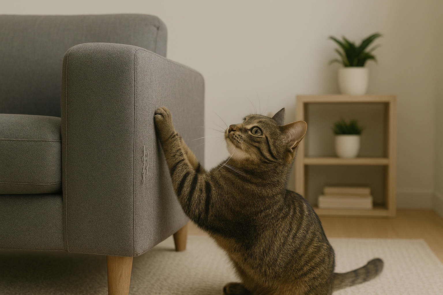 cat scratching sofa